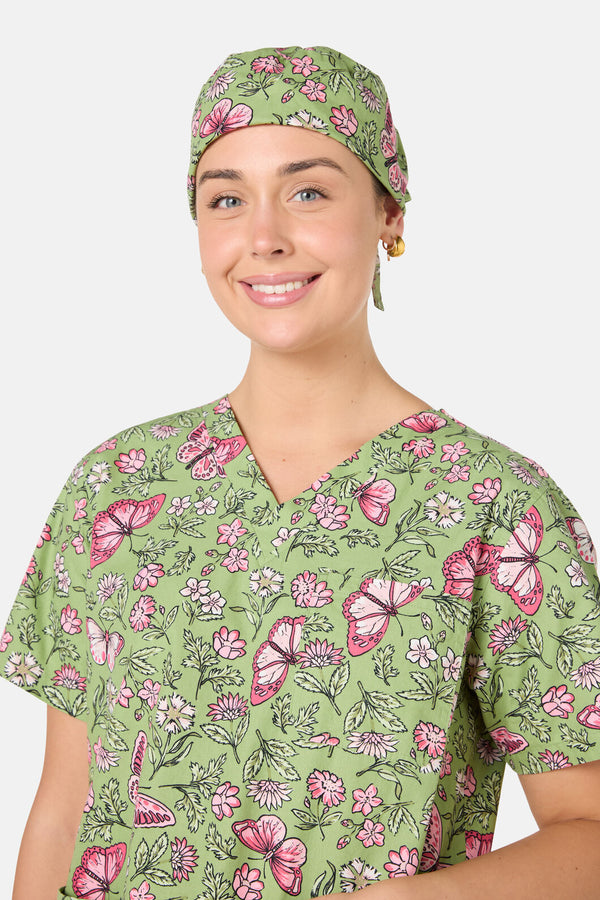 Scrubs With Love - Yvette Butterfly Scrub Hat - green