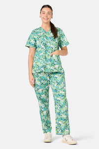 Scrubs With Love - Flower Cats Scrub Set - green