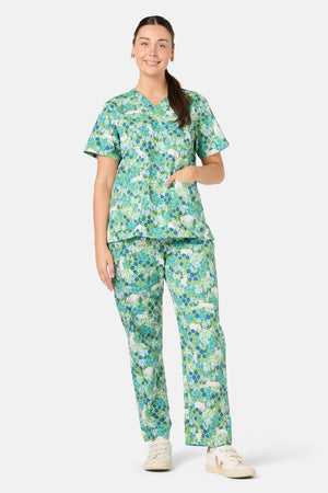 Scrubs With Love - Flower Cats Scrub Set - green