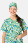 Scrubs With Love - Flower Cats Scrub Hat - green