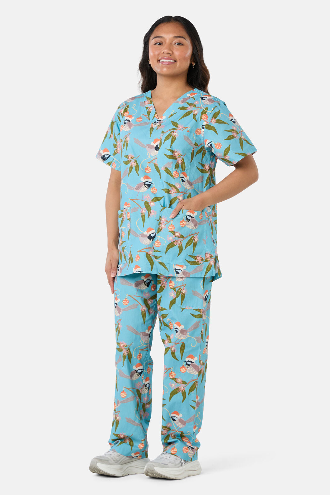 Scrubs With Love - Christmas Fairy Wren Scrub Set - teal