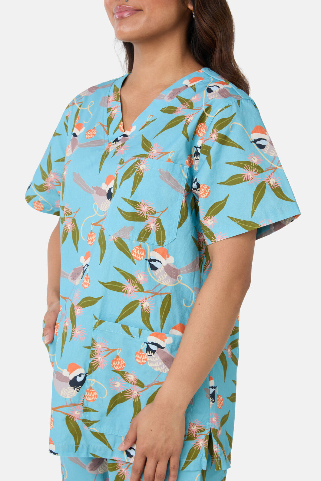 Scrubs With Love - Christmas Fairy Wren Scrub Set - teal