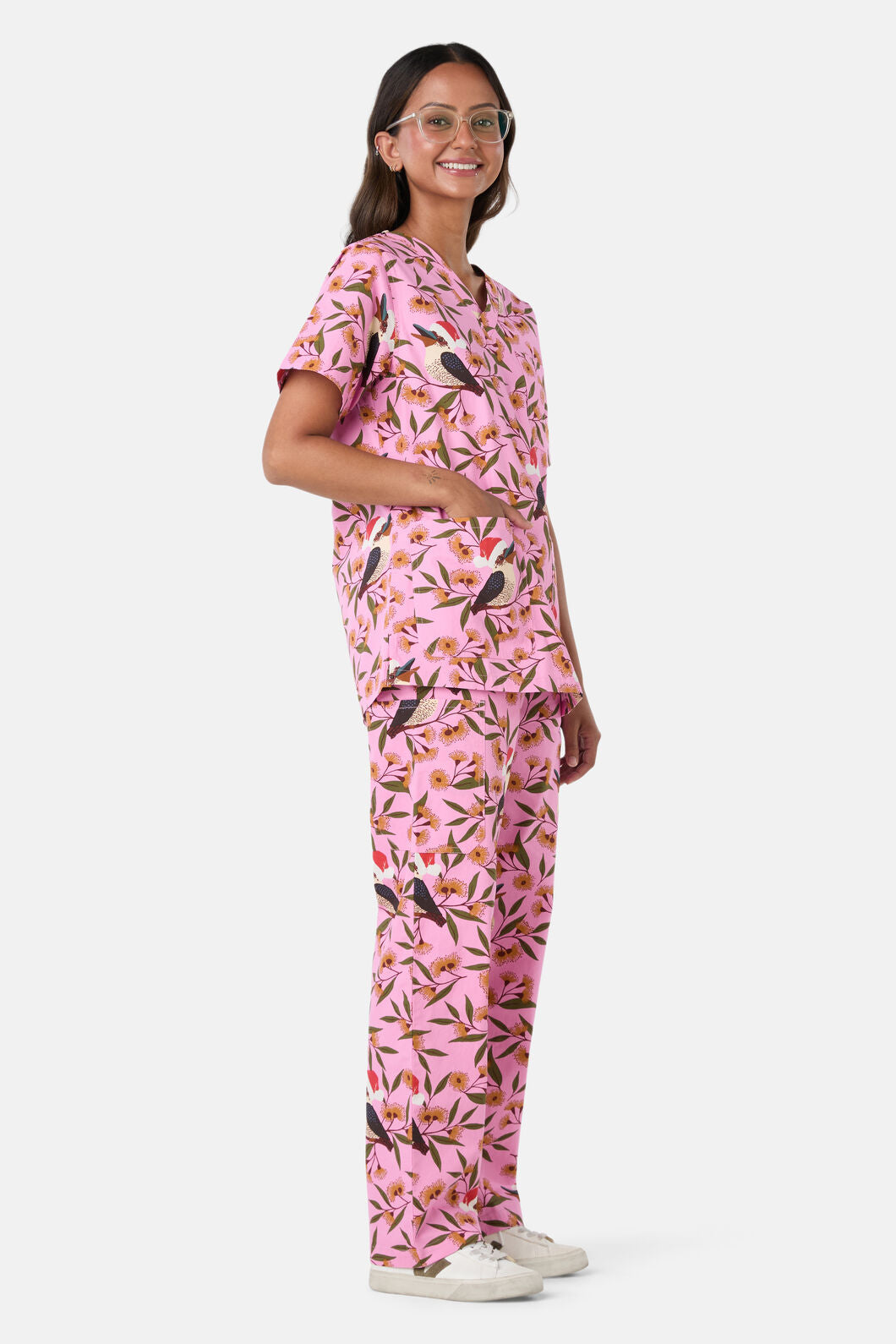 Scrubs With Love - Christmas Kookaburra Scrub Set - pink