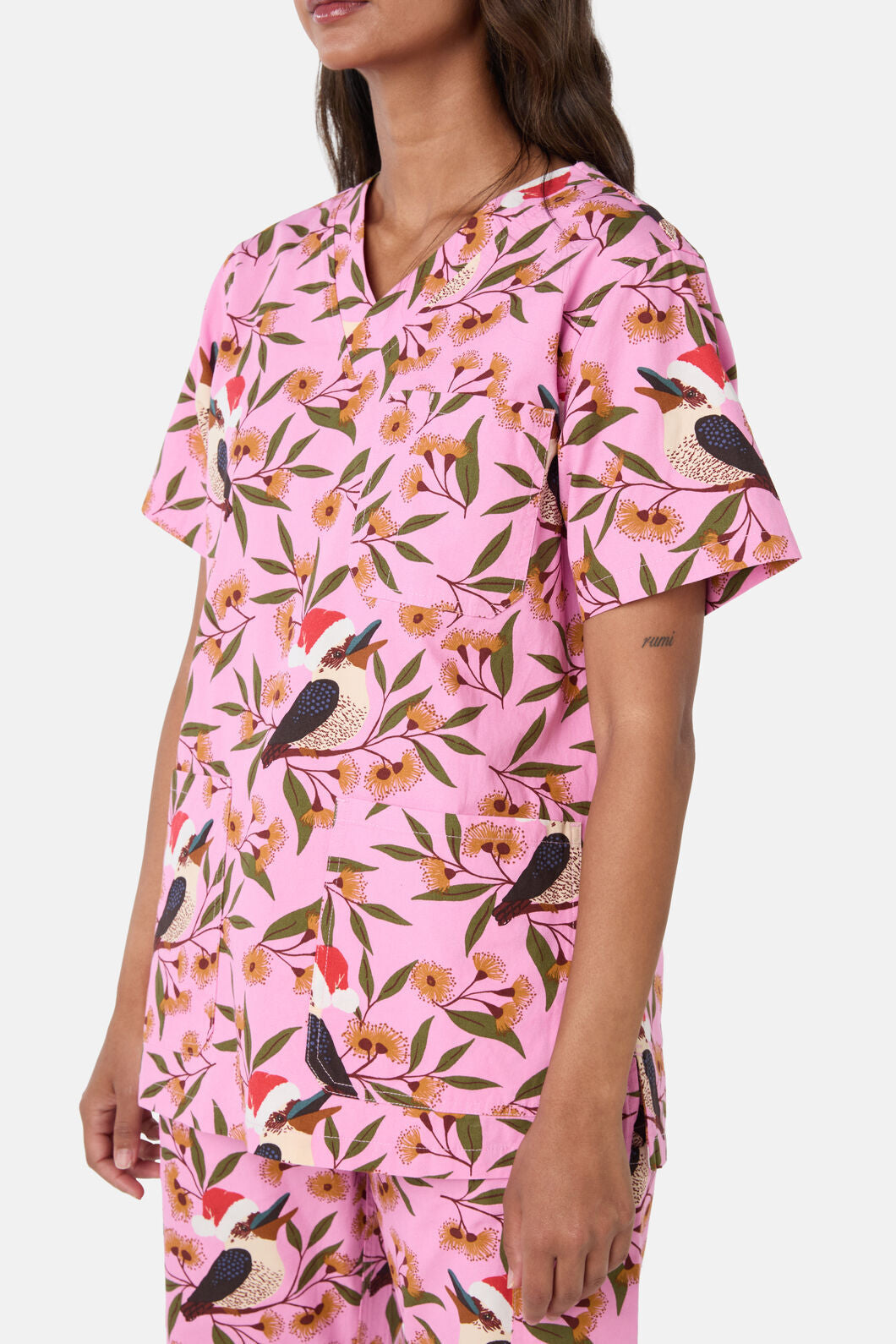 Scrubs With Love - Christmas Kookaburra Scrub Set - pink
