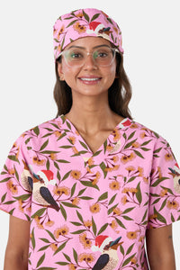 Scrubs With Love - Christmas Kookaburra Scrub Hat - pink