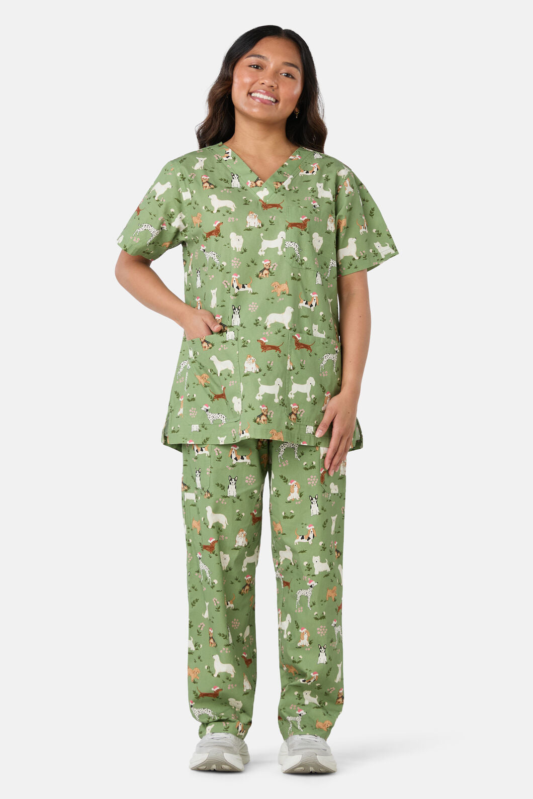 Scrubs With Love - Christmas Dogs Scrub Set - green