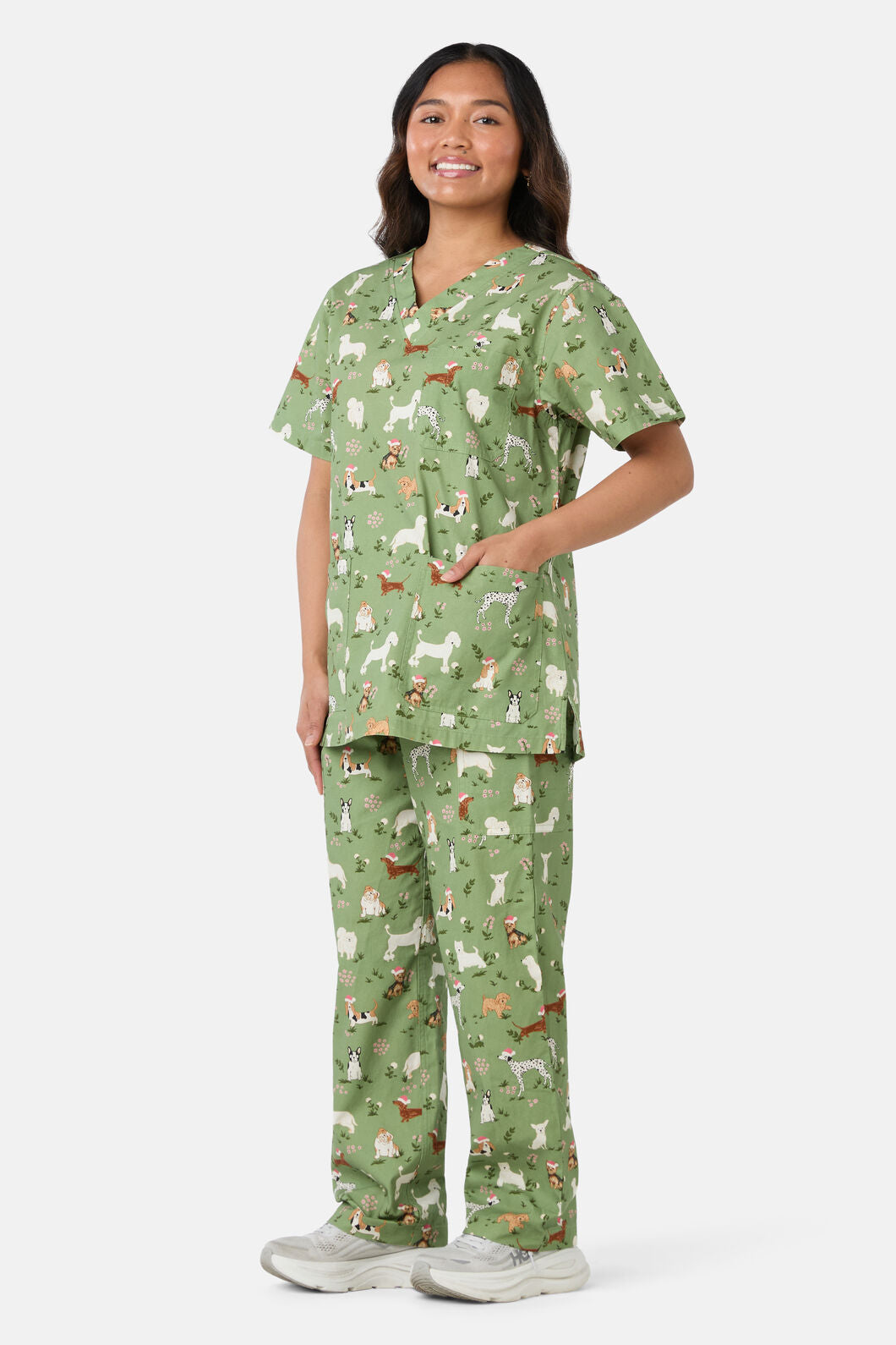 Scrubs With Love - Christmas Dogs Scrub Set - green