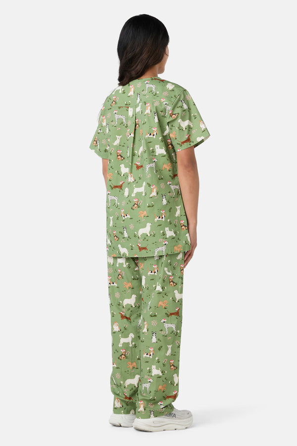 Scrubs With Love - Christmas Dogs Scrub Set - green