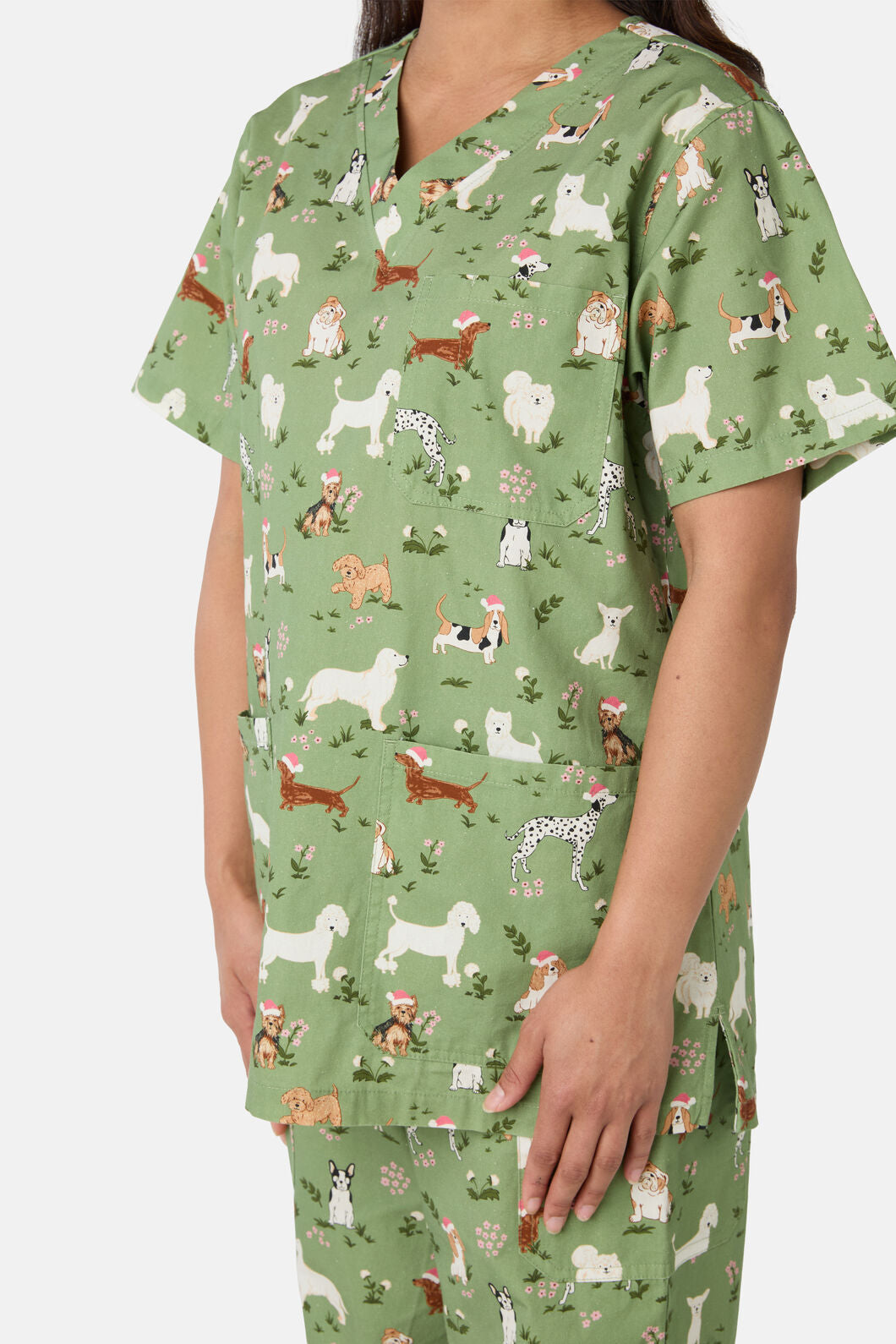 Scrubs With Love - Christmas Dogs Scrub Set - green