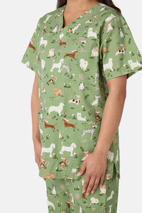 Scrubs With Love - Christmas Dogs Scrub Set - green