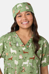 Scrubs With Love - Christmas Dogs Scrub Hat - green