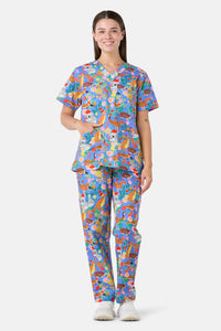 Scrubs With Love - Bush Christmas Scrub Set - blue