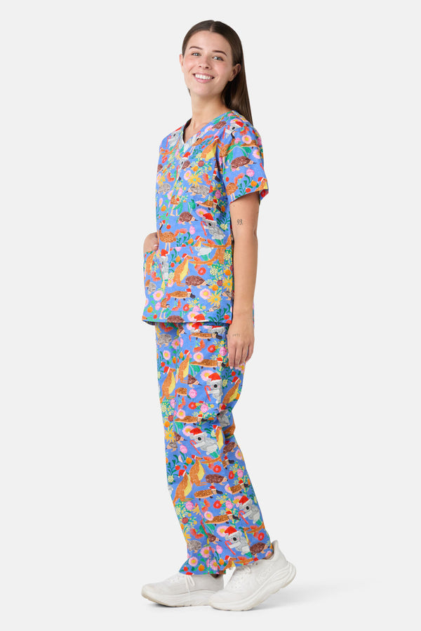 Scrubs With Love - Bush Christmas Scrub Set - blue