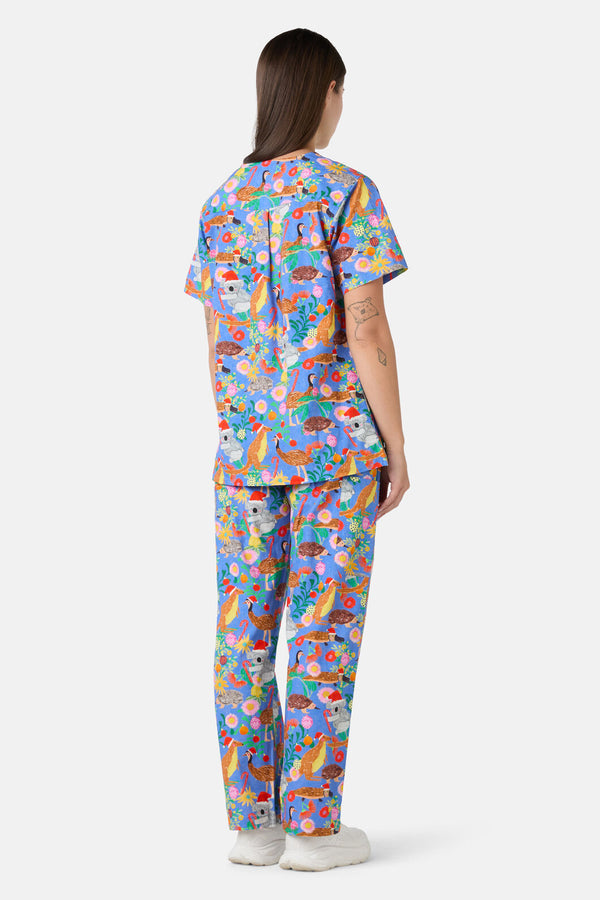 Scrubs With Love - Bush Christmas Scrub Set - blue