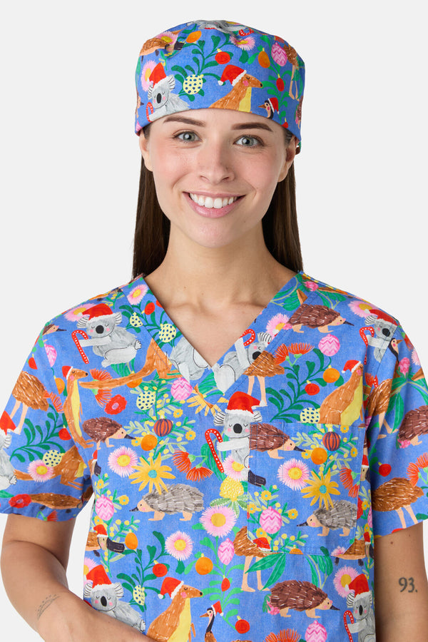 Scrubs With Love - Bush Christmas Scrub Hat - blue