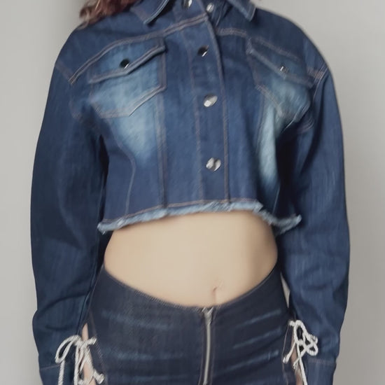 Dangerfield - Dizzy Lace Up Flares - navy