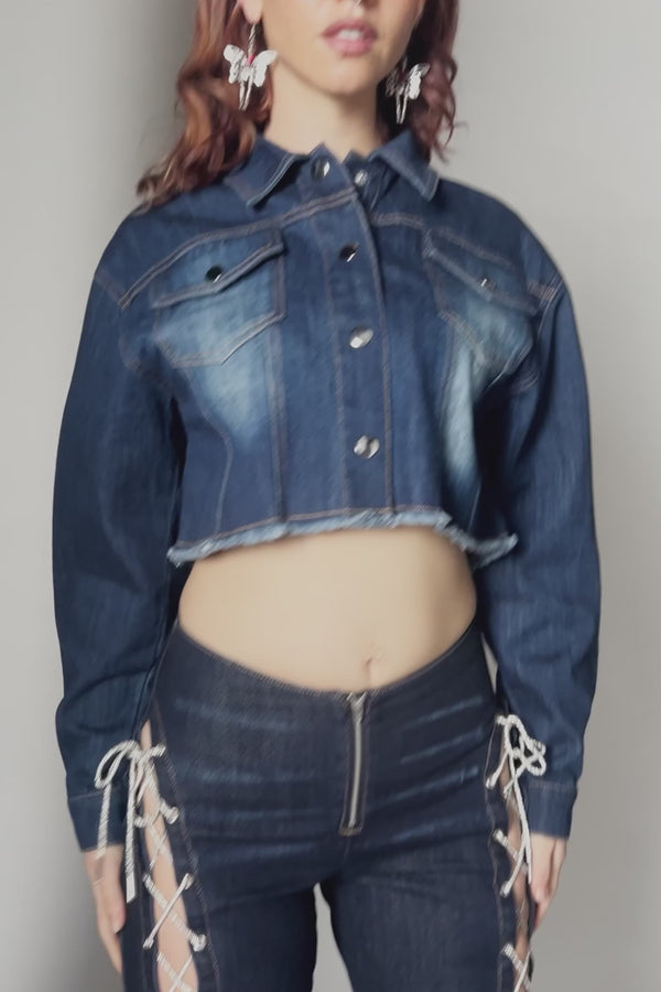 Dangerfield - Dizzy Lace Up Flares - navy