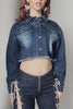 Dangerfield - Dizzy Lace Up Flares - navy