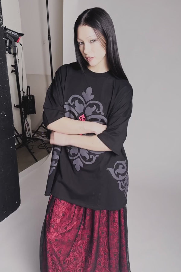 Black Friday - Sunday Lace Skirt - black-red