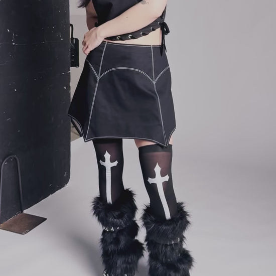 Black Friday - Faux Fur Strappy Legwarmers - black