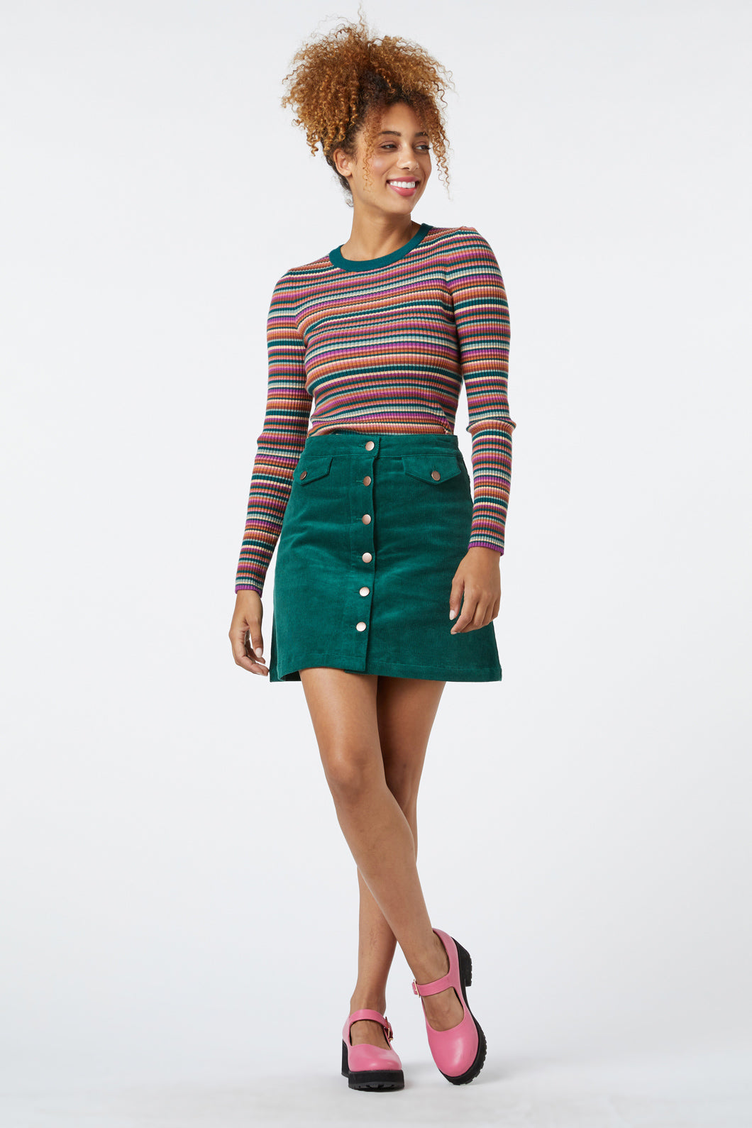 Green cord mini skirt sale