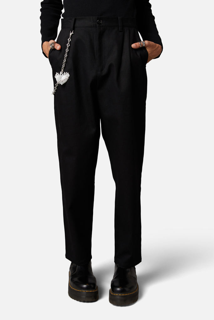 Drawstring Denim Tapered Ankle Pant