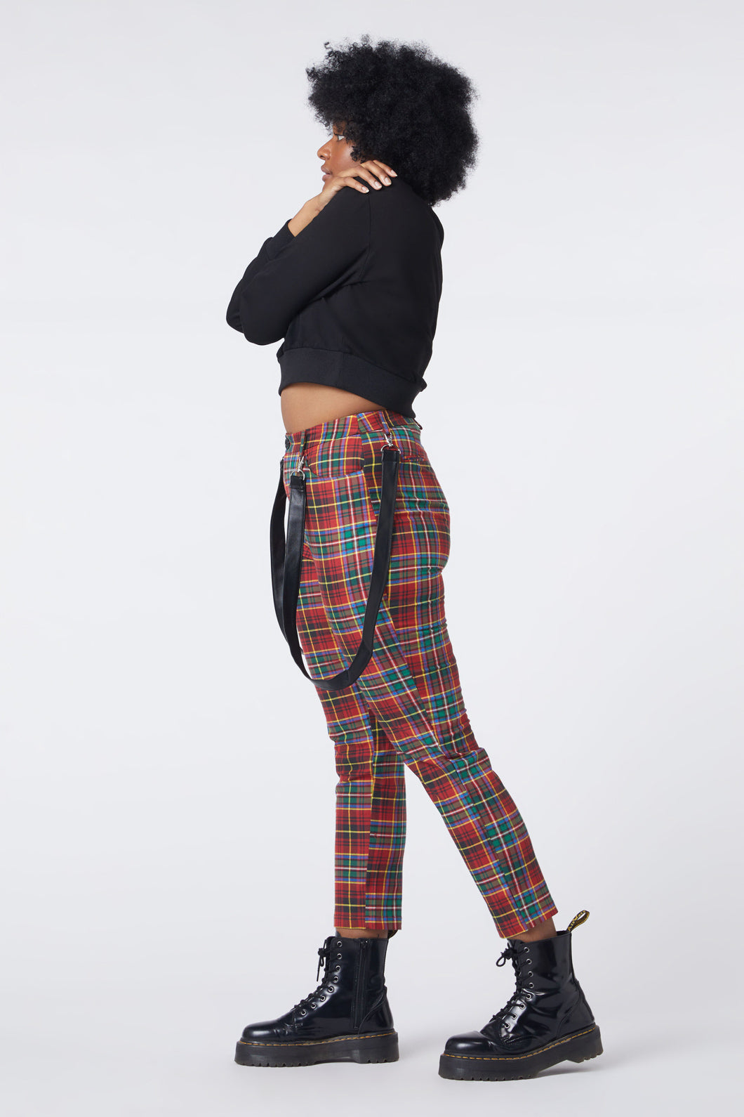 Fitted tartan sale trousers