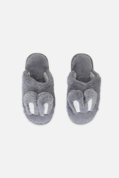 Grey best sale fluffy slippers