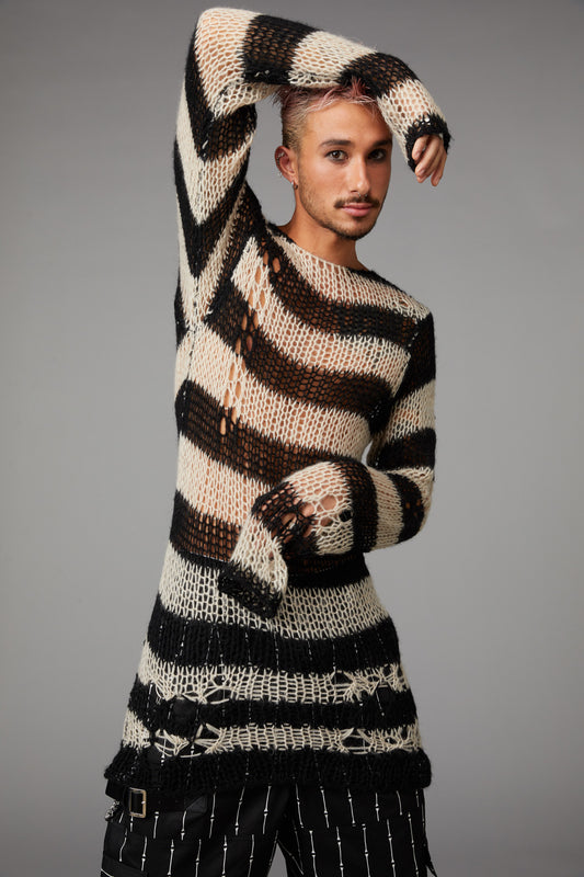 Black Friday - Laszlo Strip Knit - black-cream