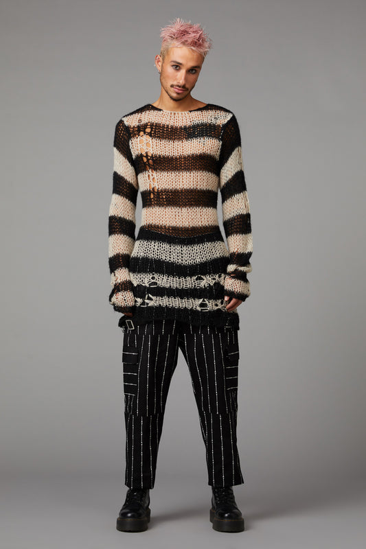 Black Friday - Laszlo Strip Knit - black-cream