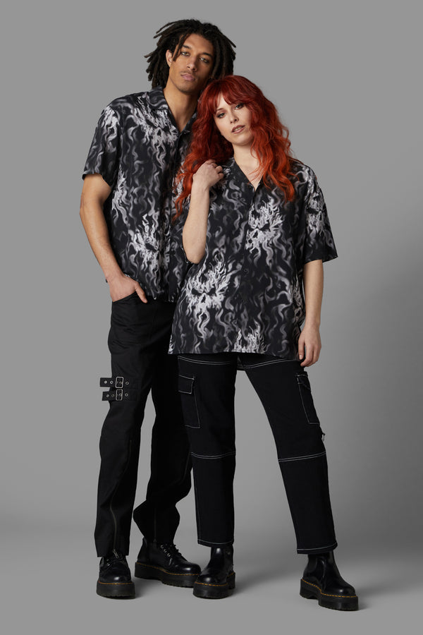 Black Friday - Up In Flames Short Sleeve Shirt - black