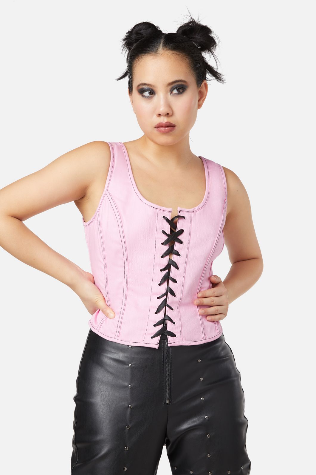 Black Friday - Contrast Grunge Corset Top - pink