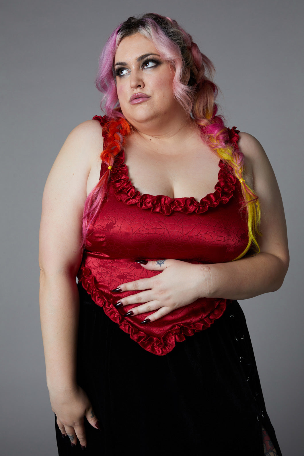 Black Friday - Curve Nadja Gothic Corset Top - red