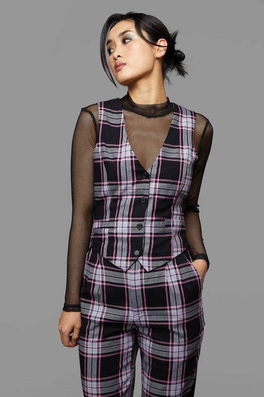Black Friday - Myrtle Tartan Vest - purple