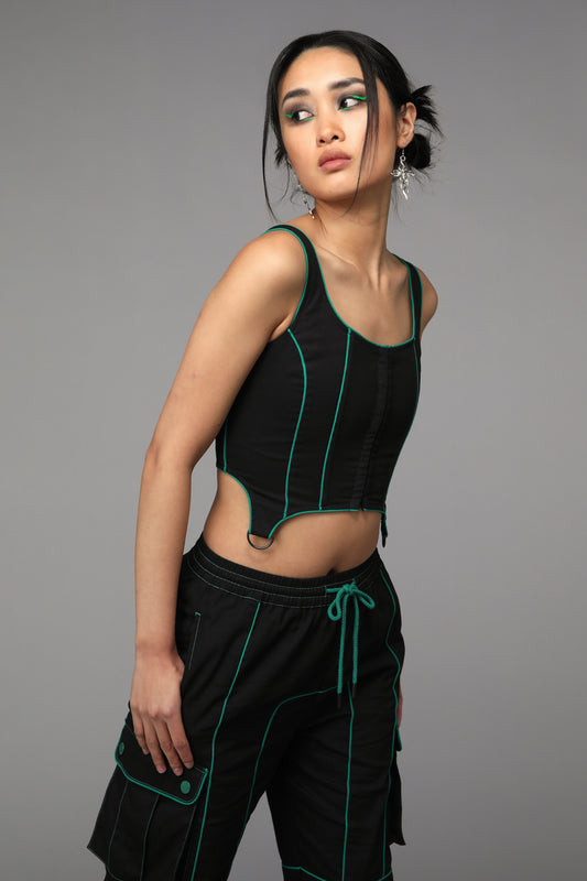 Black Friday - Toxin Corset Top - black-green