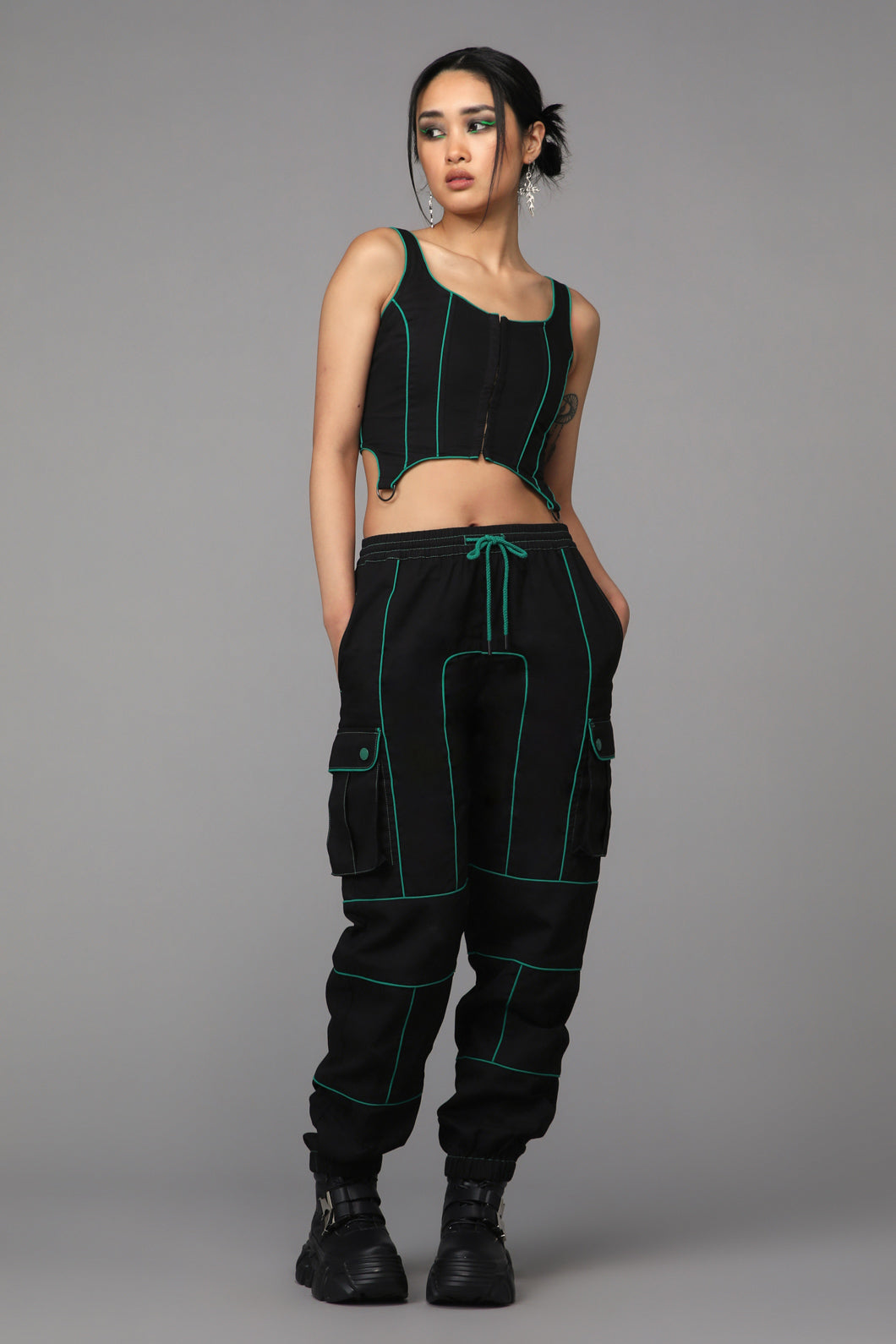 Black Friday - Toxin Corset Top - black-green