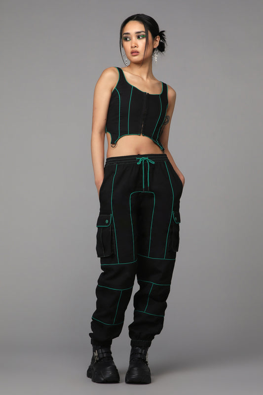 Black Friday - Toxin Corset Top - black-green