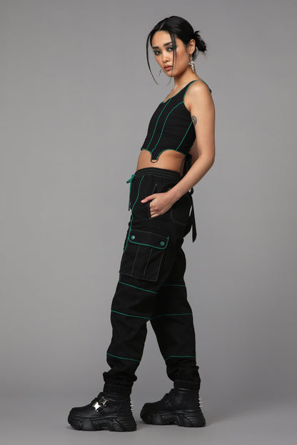 Black Friday - Toxin Corset Top - black-green