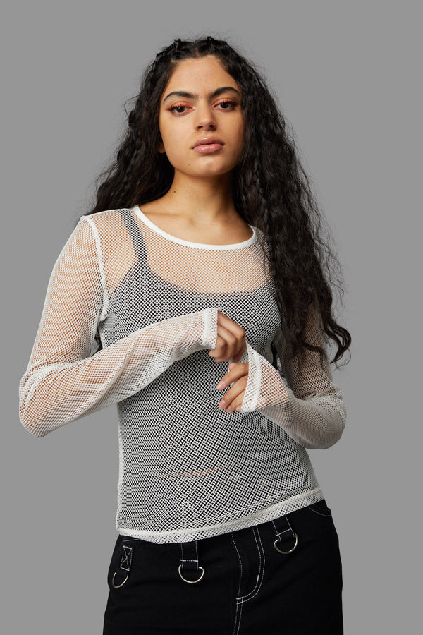 Black Friday - Dead Inside Mesh Top - white
