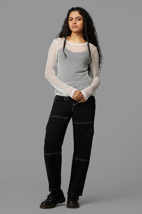 Black Friday - Dead Inside Mesh Top - white