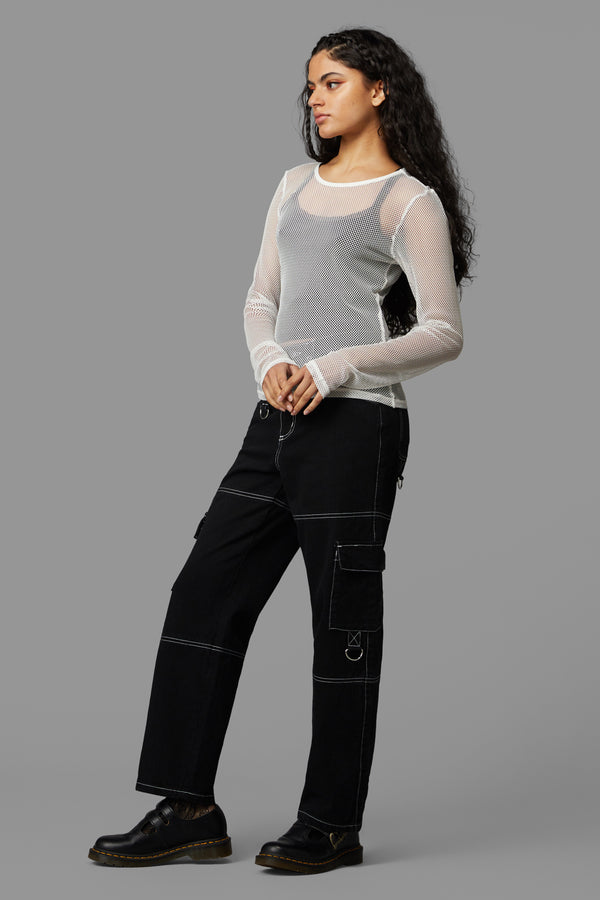 Black Friday - Dead Inside Mesh Top - white