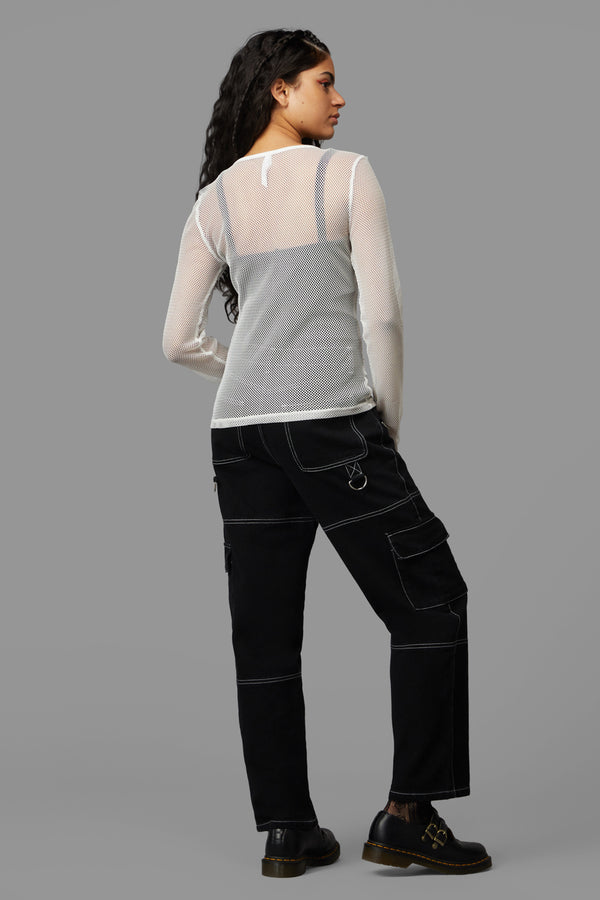 Black Friday - Dead Inside Mesh Top - white