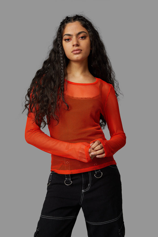 Black Friday - Dead Inside Mesh Top - orange
