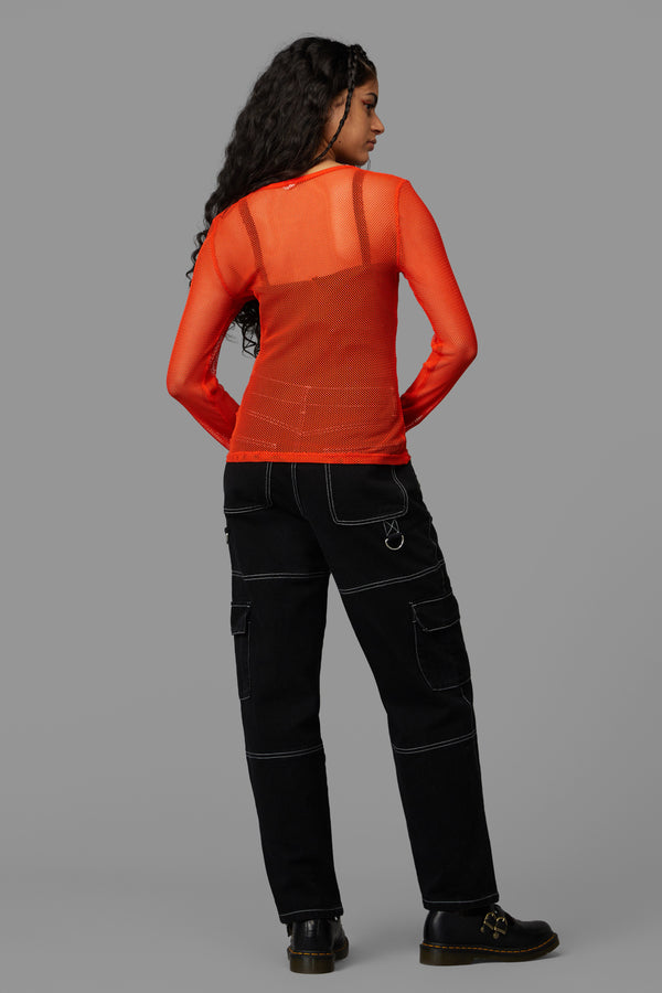 Black Friday - Dead Inside Mesh Top - orange