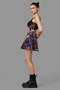 Black Friday - Tag Tartan Corset Top - black-red