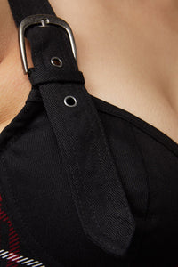 Black Friday - Tag Tartan Corset Top - black-red