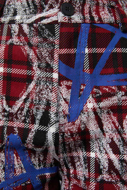 Black Friday - Tag Tartan Wide Leg Pants - black-red