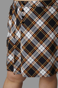 Black Friday - Curve Pumpkin Tartan Skirt - black-orange