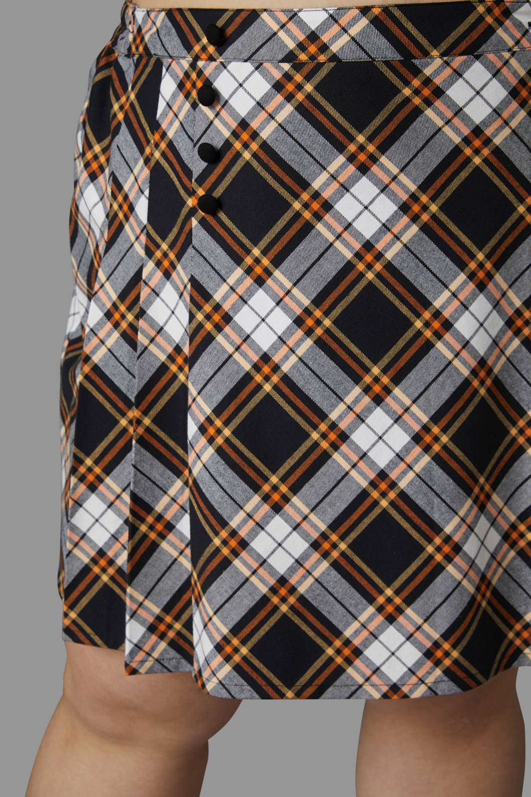 Black Friday - Curve Pumpkin Tartan Skirt - black-orange