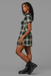 Black Friday - Haunted Bloom Tartan Skater Dress - black-sage